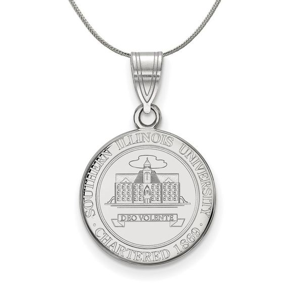 Sterling Silver Southern Illinois U. Medium Crest Necklace - 18 In